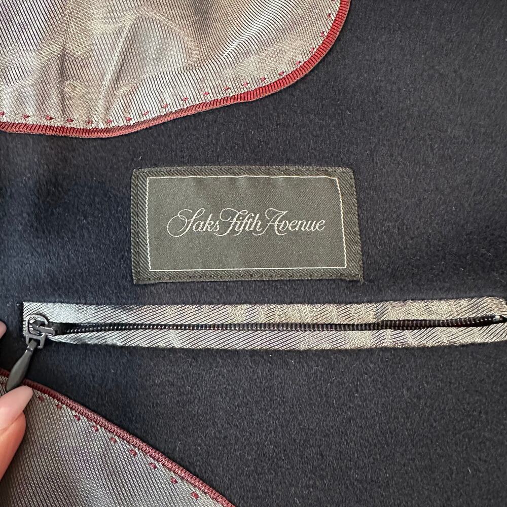 Saks Fifth Avenue Men’s Overcoat Loro Piana Wool Cashmere Coat 40L Navy Blue - Picture 12 of 14